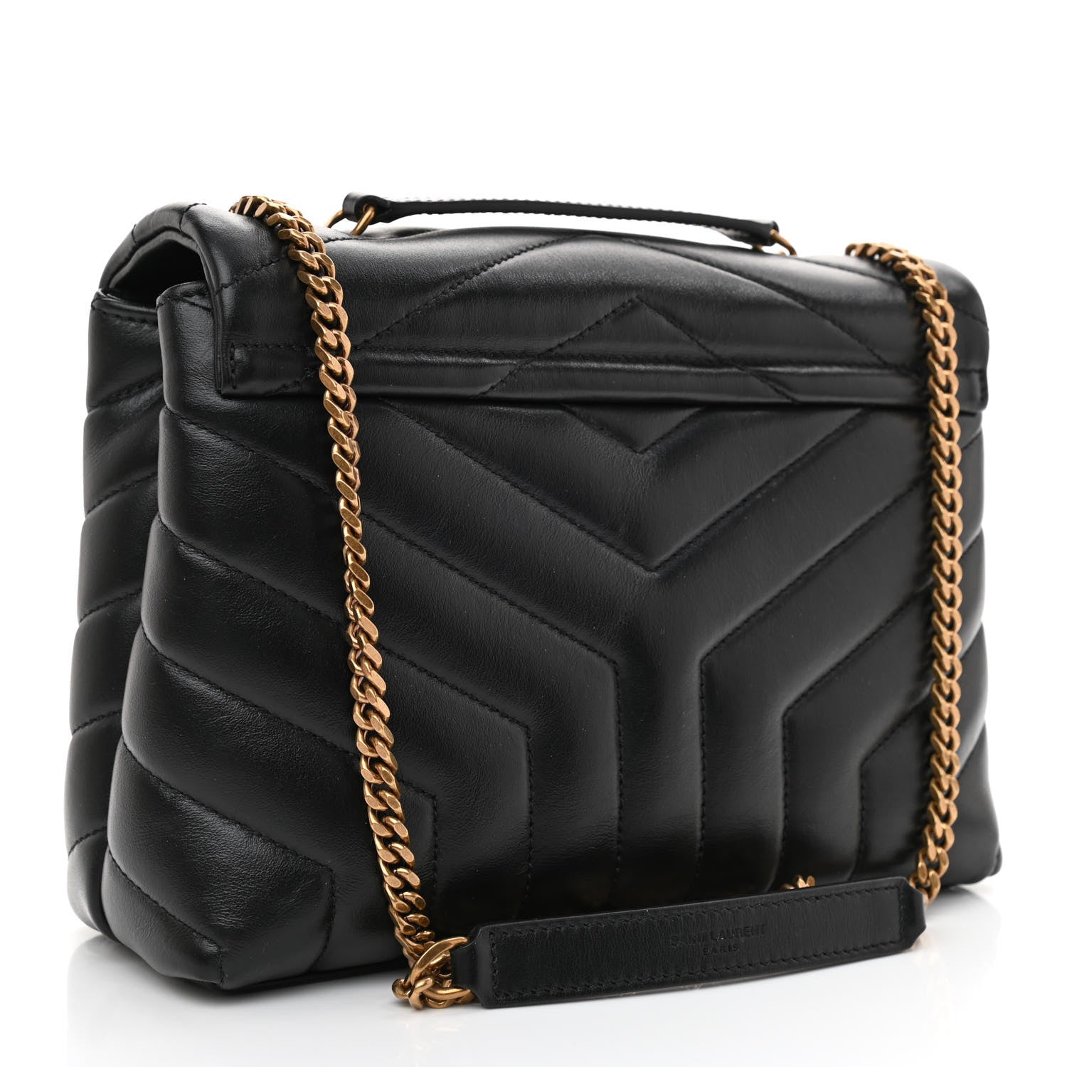 Saint Laurent Calfskin Y Quilted Monogram Small Loulou Chain Satchel Black 3 of 9
