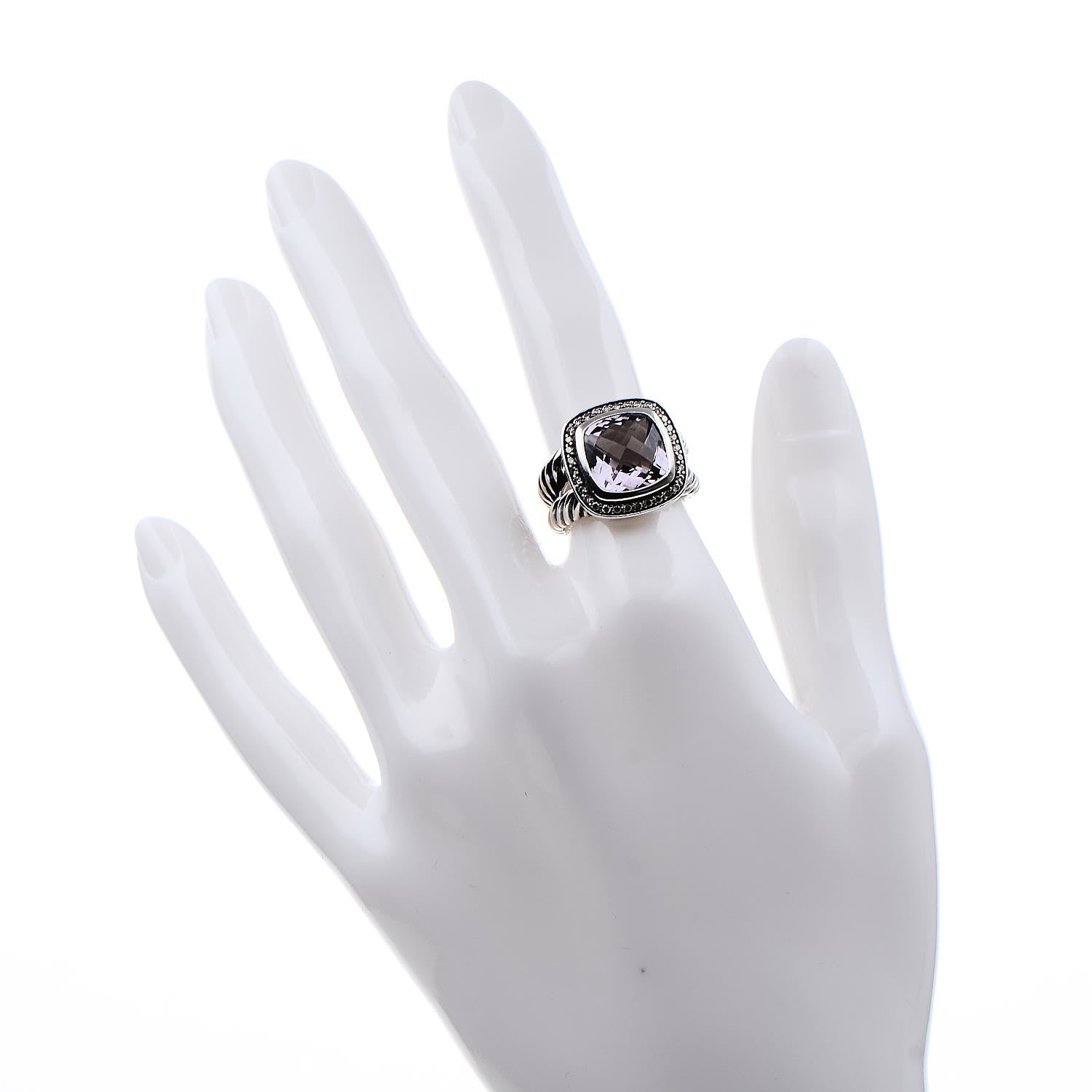 David Yurman Sterling Silver Diamond Amethyst 11mm Albion Ring 51.9 6 2 of 5