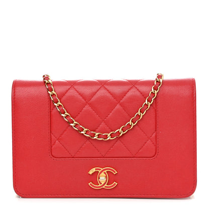 Chanel Sheepskin Quilted Mademoiselle Vintage Wallet On Chain WOC Red 1 of 15