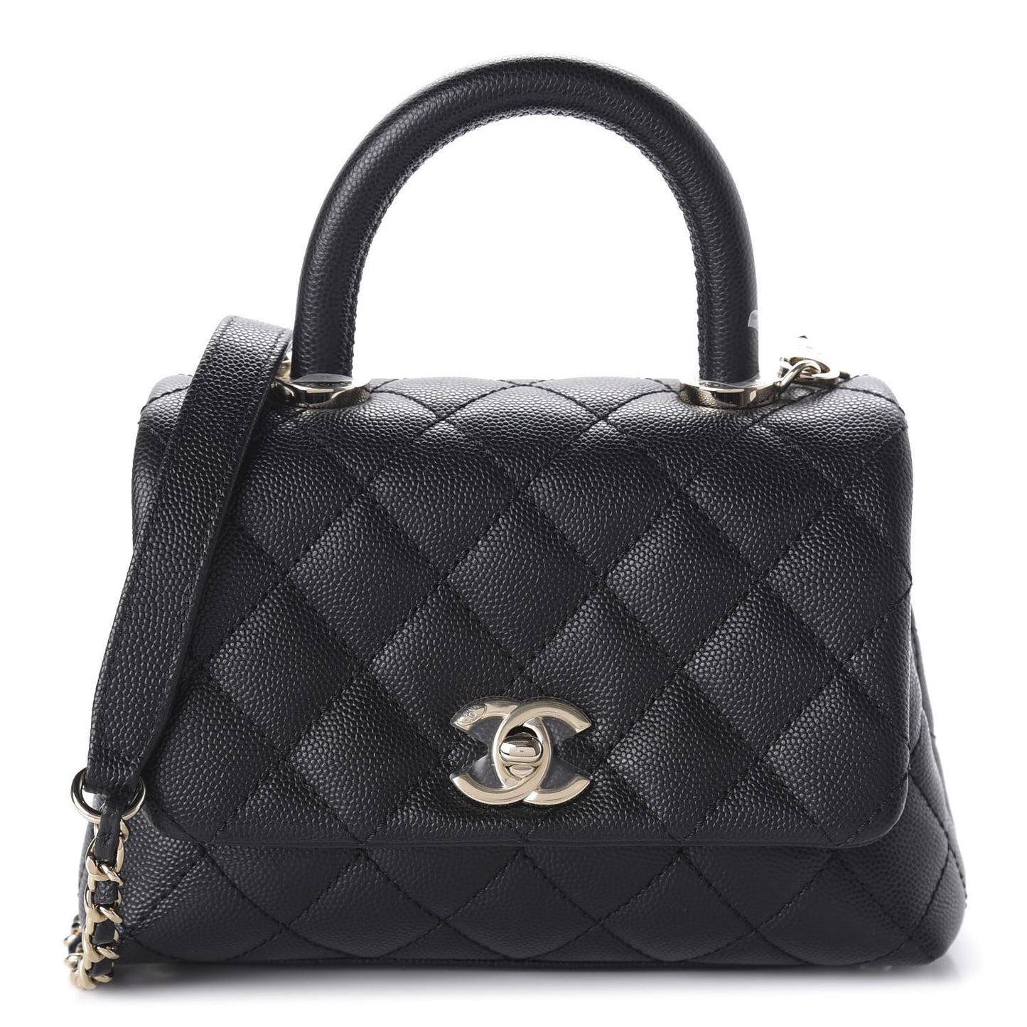 Caviar Quilted Extra Mini Coco Handle Flap Black