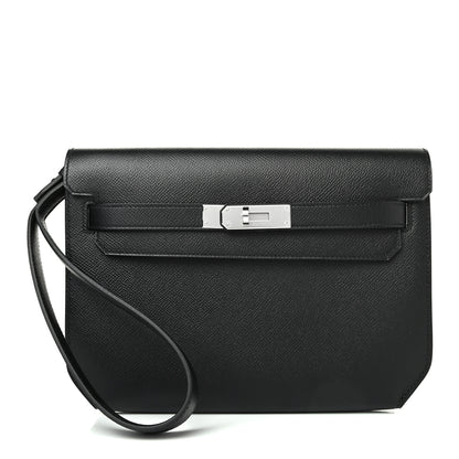 Hermes Epsom Kelly Depeches 25 Pouch Black 1 of 4