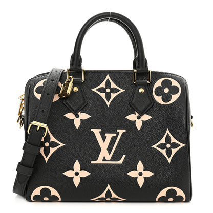 Louis Vuitton Empreinte Monogram Giant Speedy Bandouliere 25 Black Beige 1 of 10