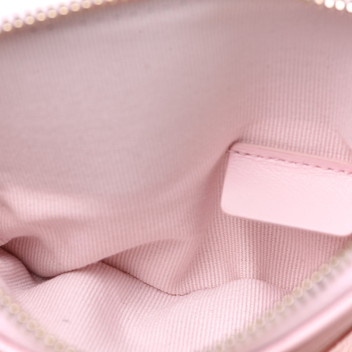 Caviar Quilted Crystal Zip Card Holder Wallet Light Pink