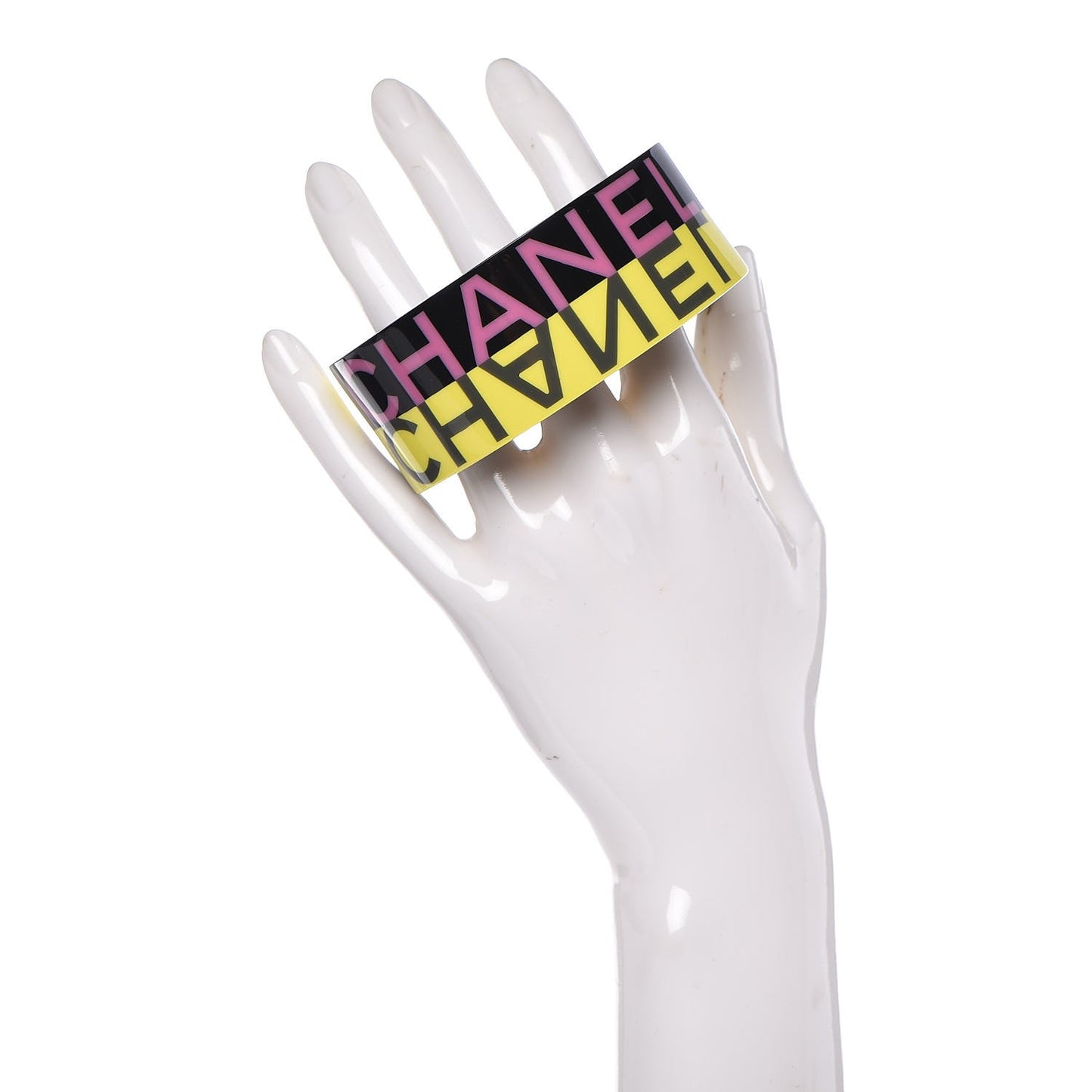 Resin CC Cuff Bracelet Black Yellow Pink