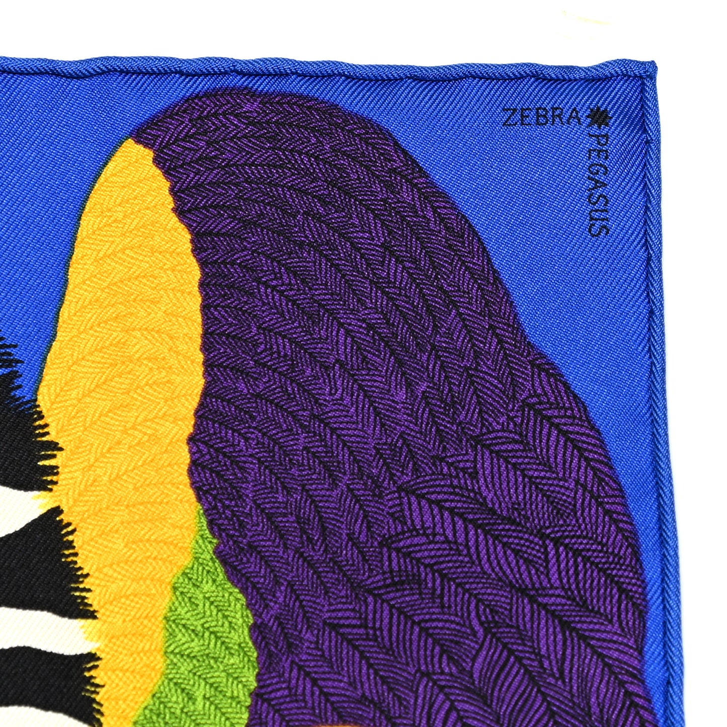Silk Zebra Pegasus Nano Scarf 20 Bleu Vif Jaune White