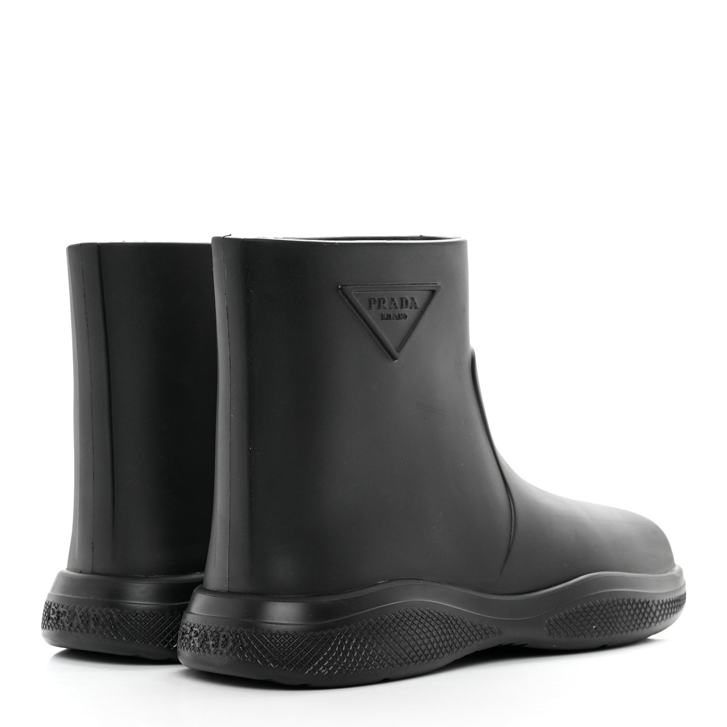 Soft Mellow Rubber Triangle Logo Embossed Womens 25mm Booties 41 Black