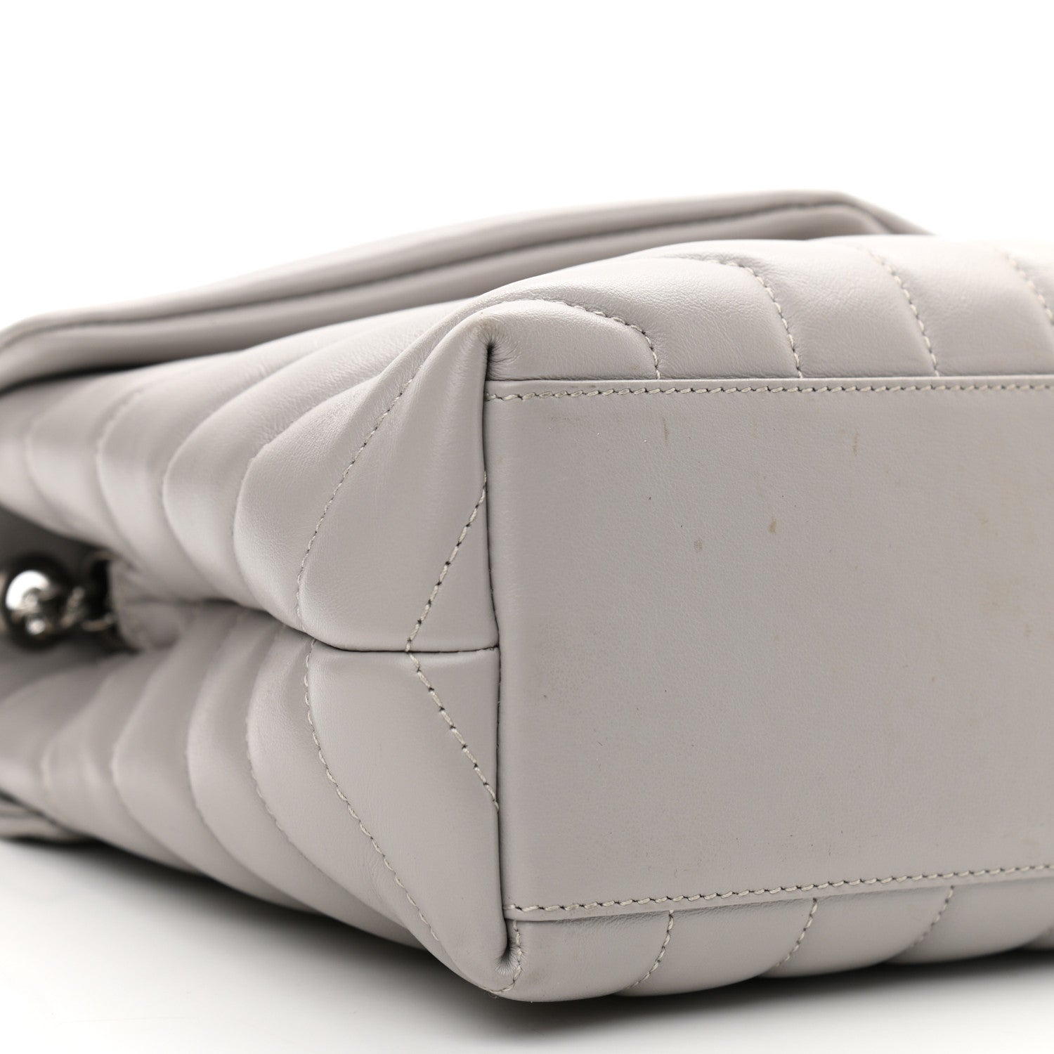Saint Laurent Calfskin Y Quilted Monogram Small Loulou Chain Satchel Granite 9 of 11