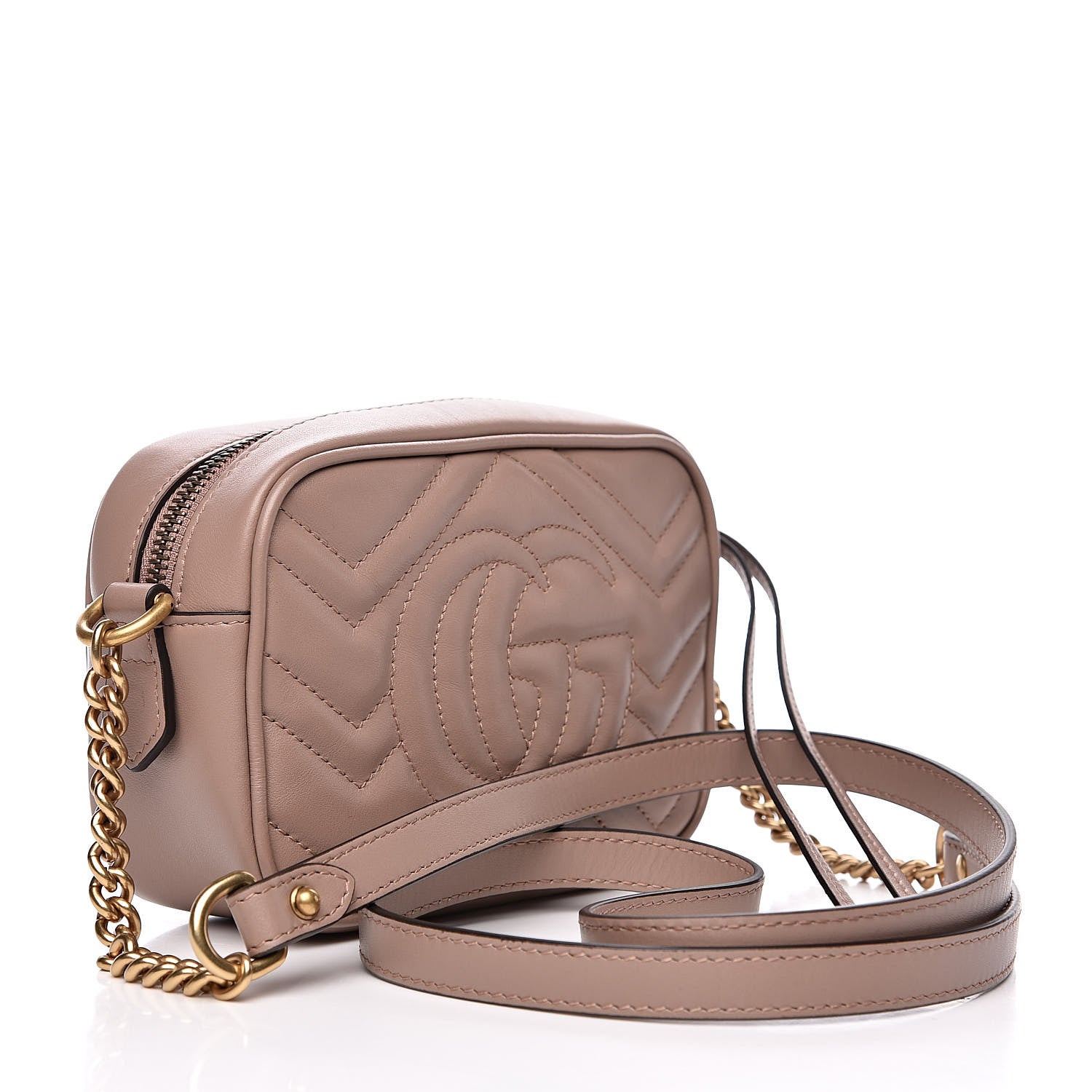 Gucci Calfskin Matelasse Mini GG Marmont Chain Shoulder Bag Porcelain Rose 3 of 11