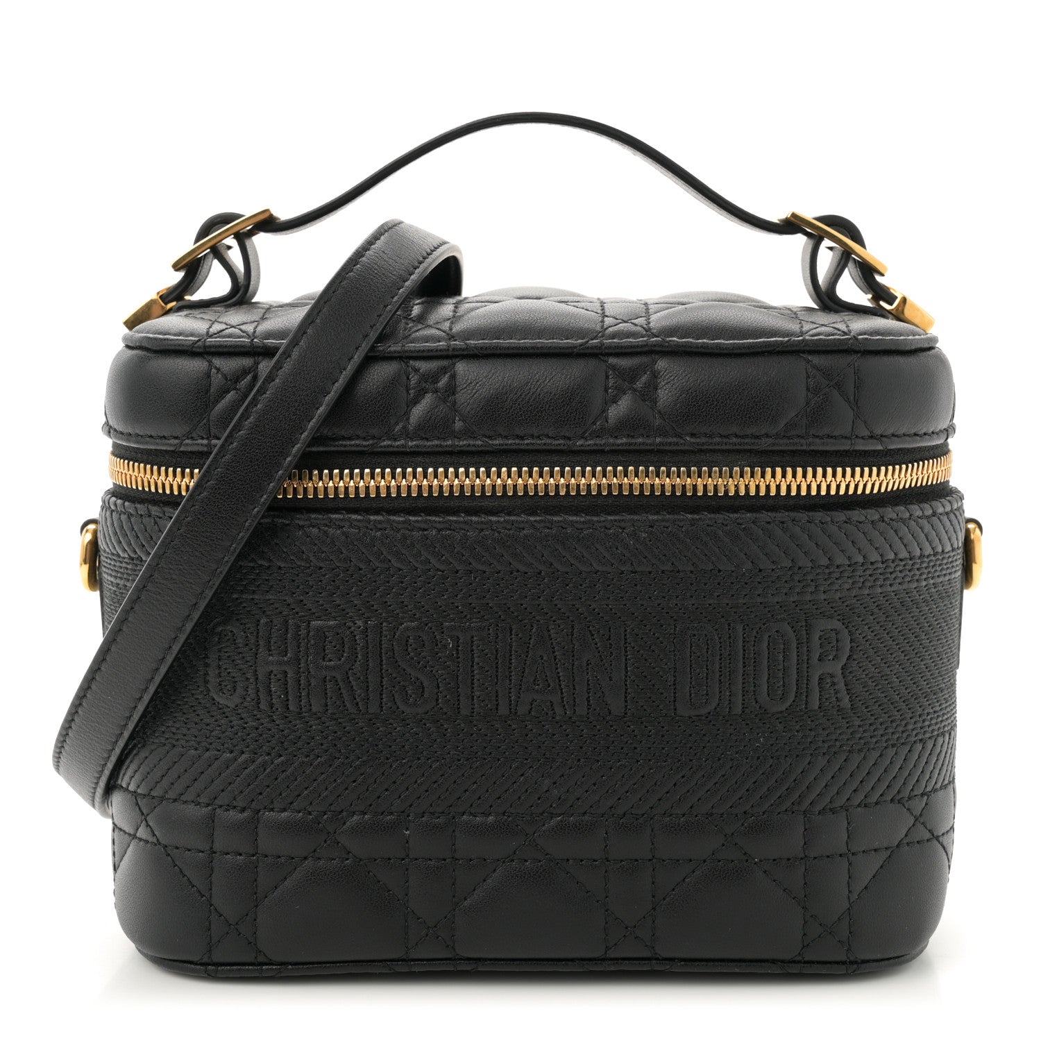 Christian Dior Lambskin Cannage Small Diortravel Vanity Case Black 1 of 12