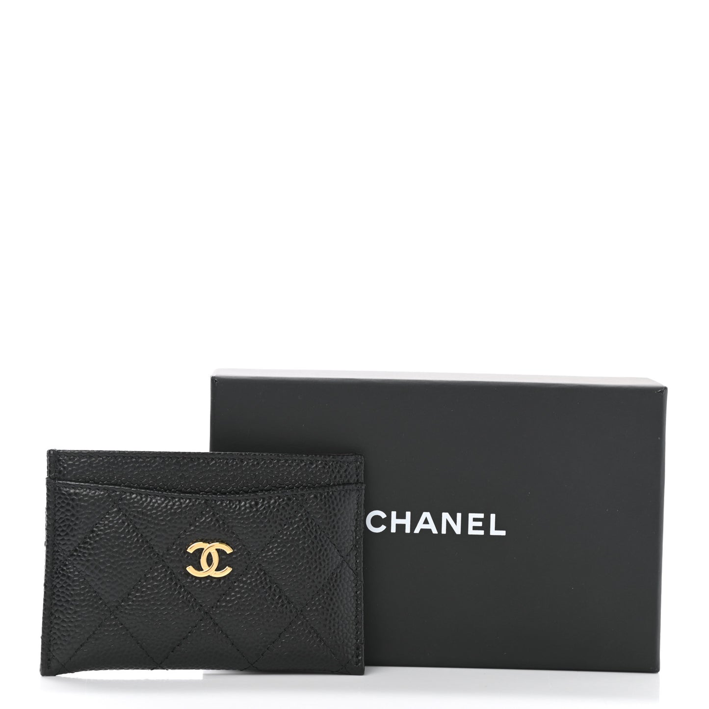 Caviar Quilted Card Holder Black