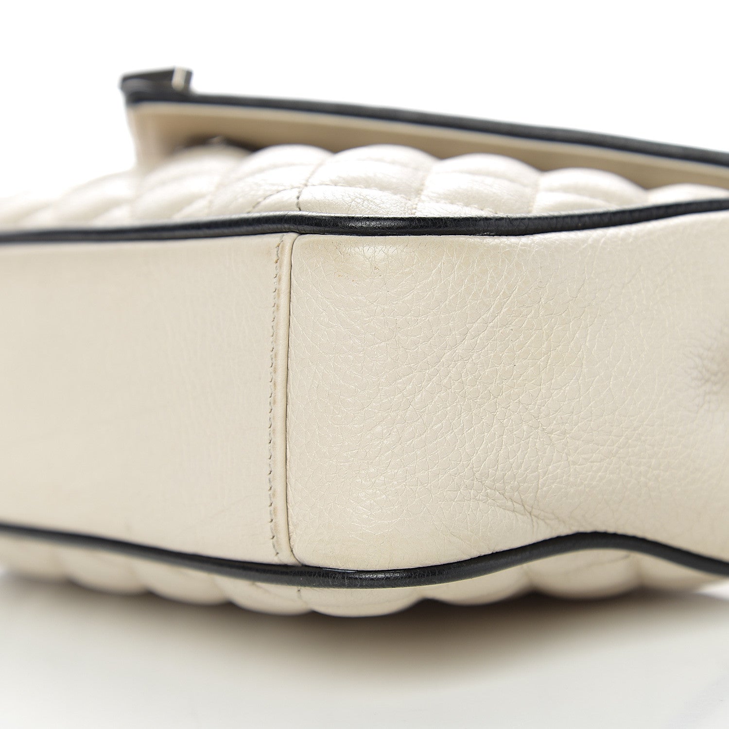 Saint Laurent Sheepskin Tri-Quilt Monogram Medium Soft Envelope Bag White Black 8 of 9