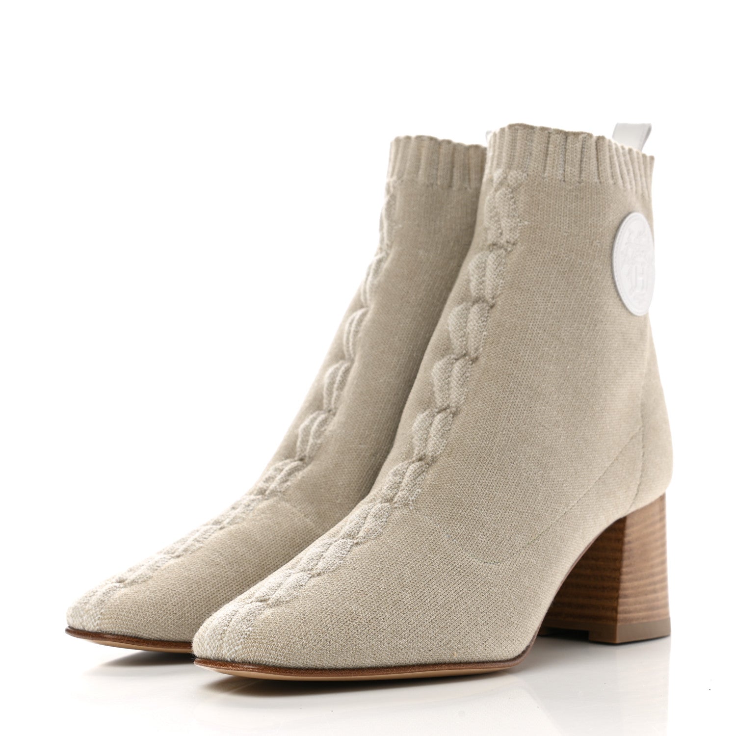 Hermes Knit Calfskin Volver 60 Ankle Boots 38 Nocciola 3 of 9