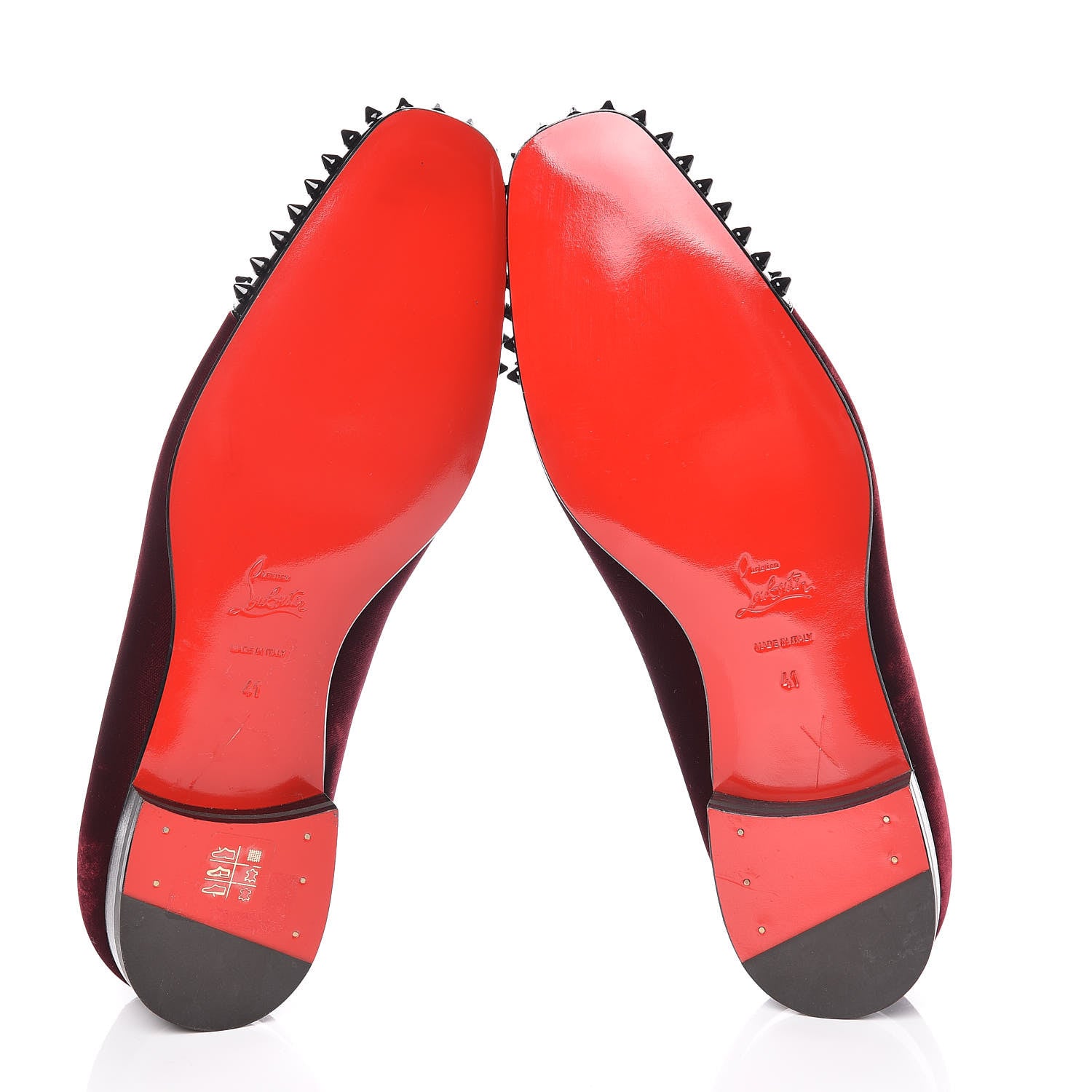 Christian Louboutin Patent Velvet Spikes Mens Captain Loubi Flat Loafers 41 Cramoisi Black 5 of 13