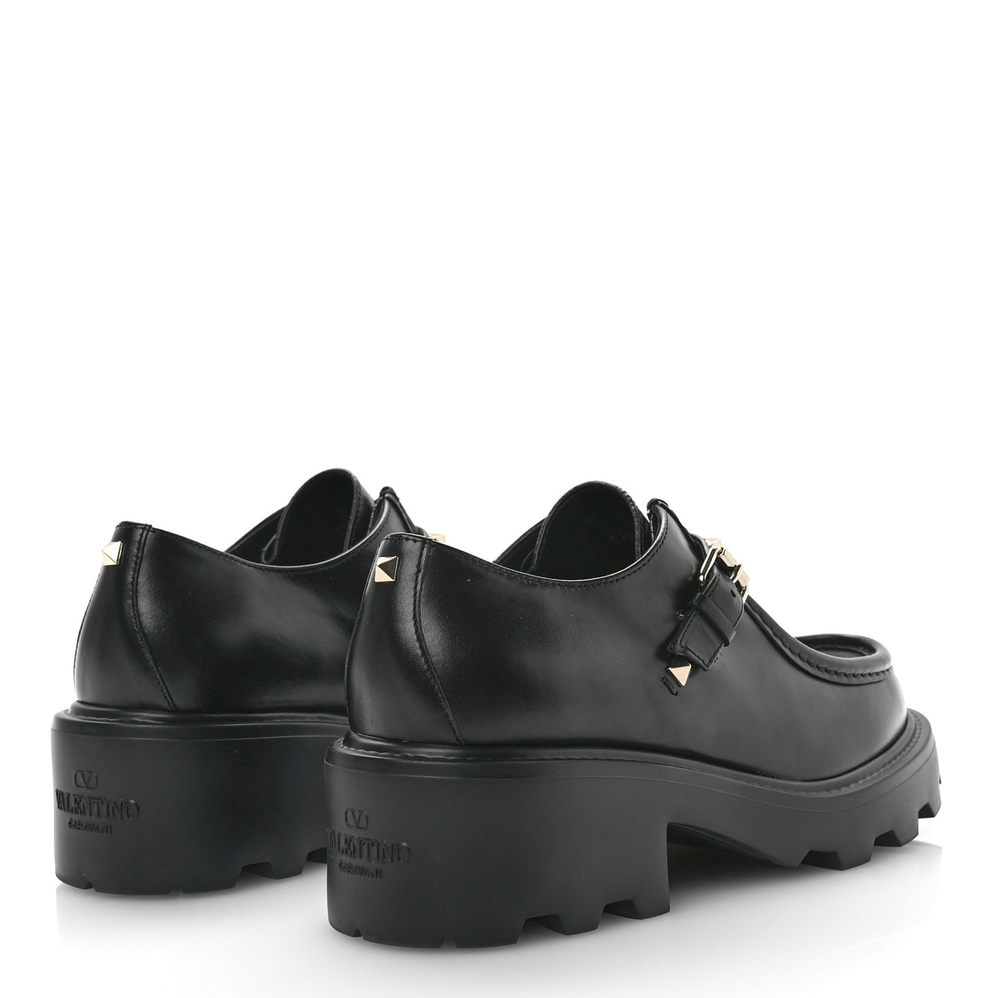 Calfskin Rockstud 55mm Single Monk Strap Paraboot 38 Black