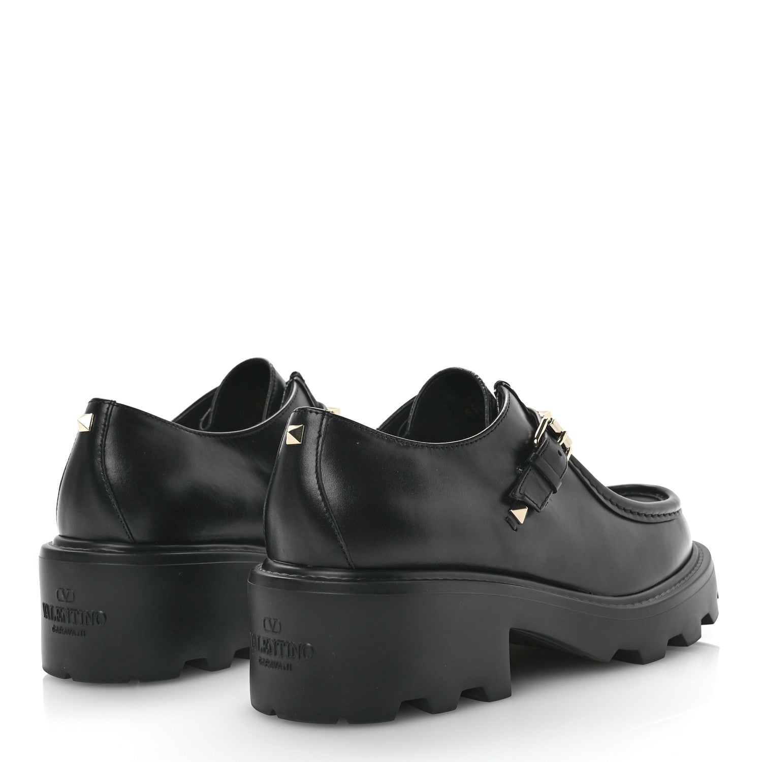 Valentino Garavani Calfskin Rockstud 55mm Single Monk Strap Paraboot 38 Black 4 of 9