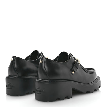 Valentino Garavani Calfskin Rockstud 55mm Single Monk Strap Paraboot 38 Black 4 of 9