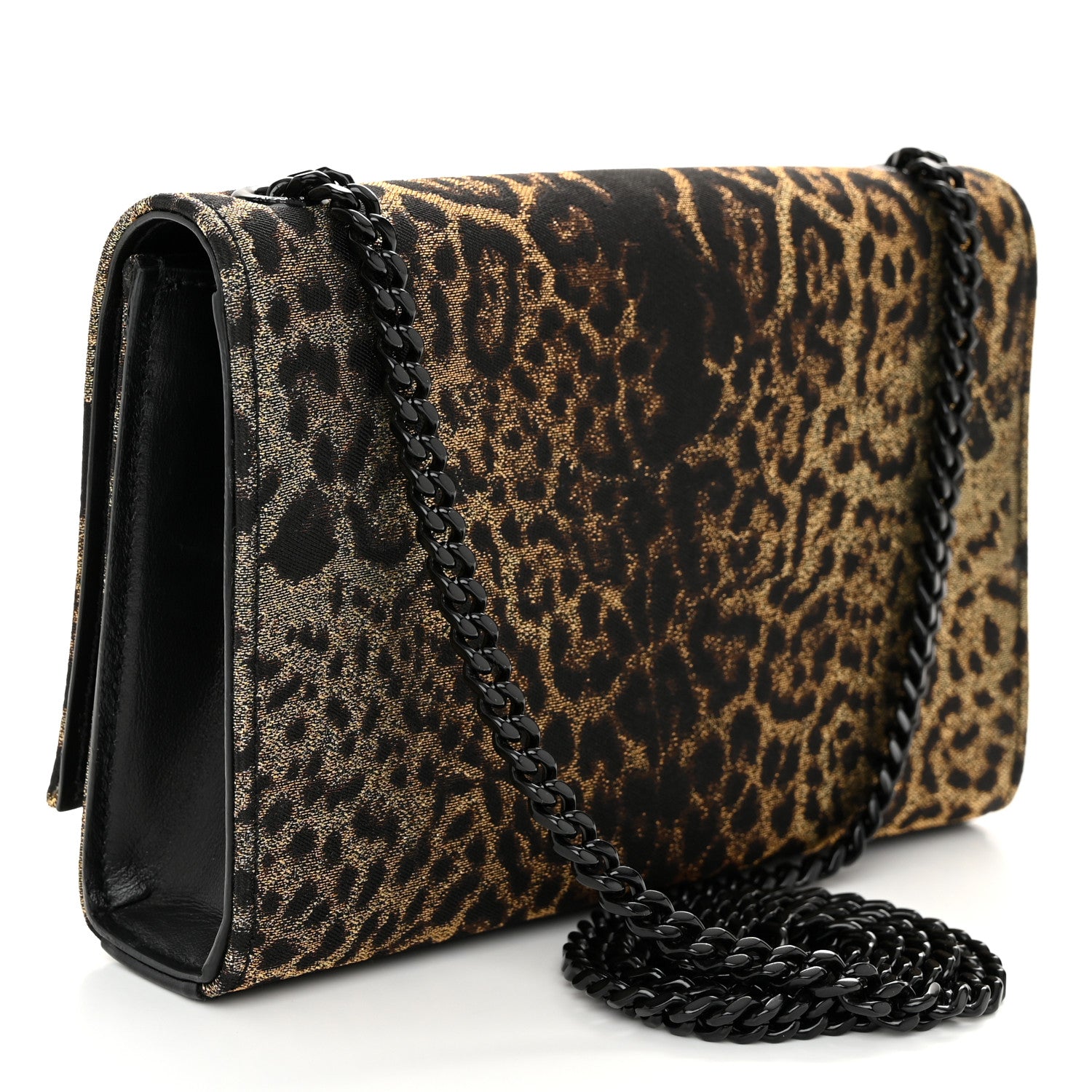 Saint Laurent Jacquard Leopard Small Monogram Kate Satchel Oro Natural 3 of 11