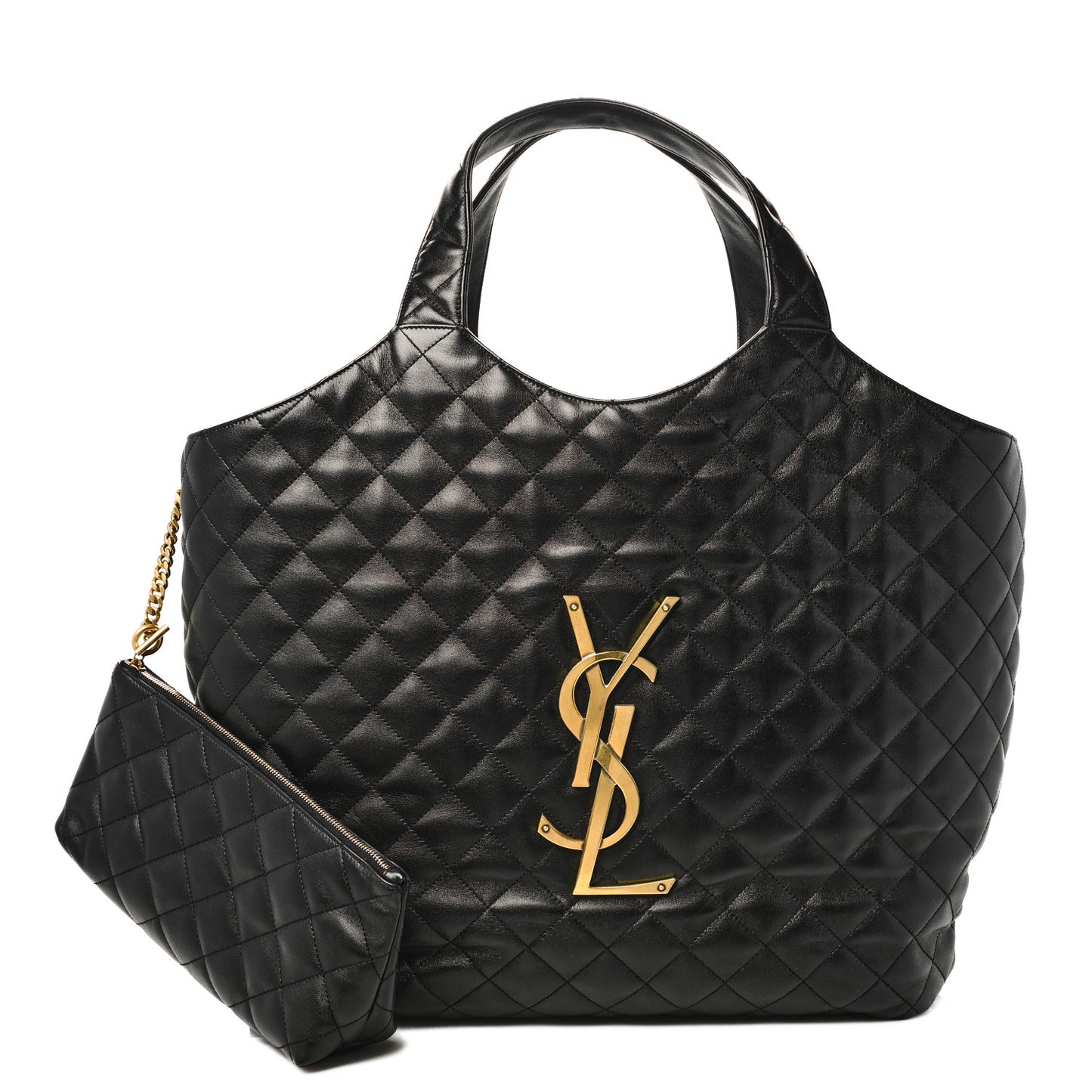 Lambskin Quilted Maxi Icare Shopping Tote Black