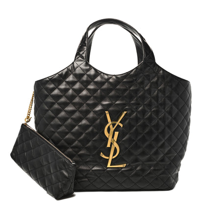 Saint Laurent Lambskin Quilted Maxi Icare Shopping Tote Black 1 of 10