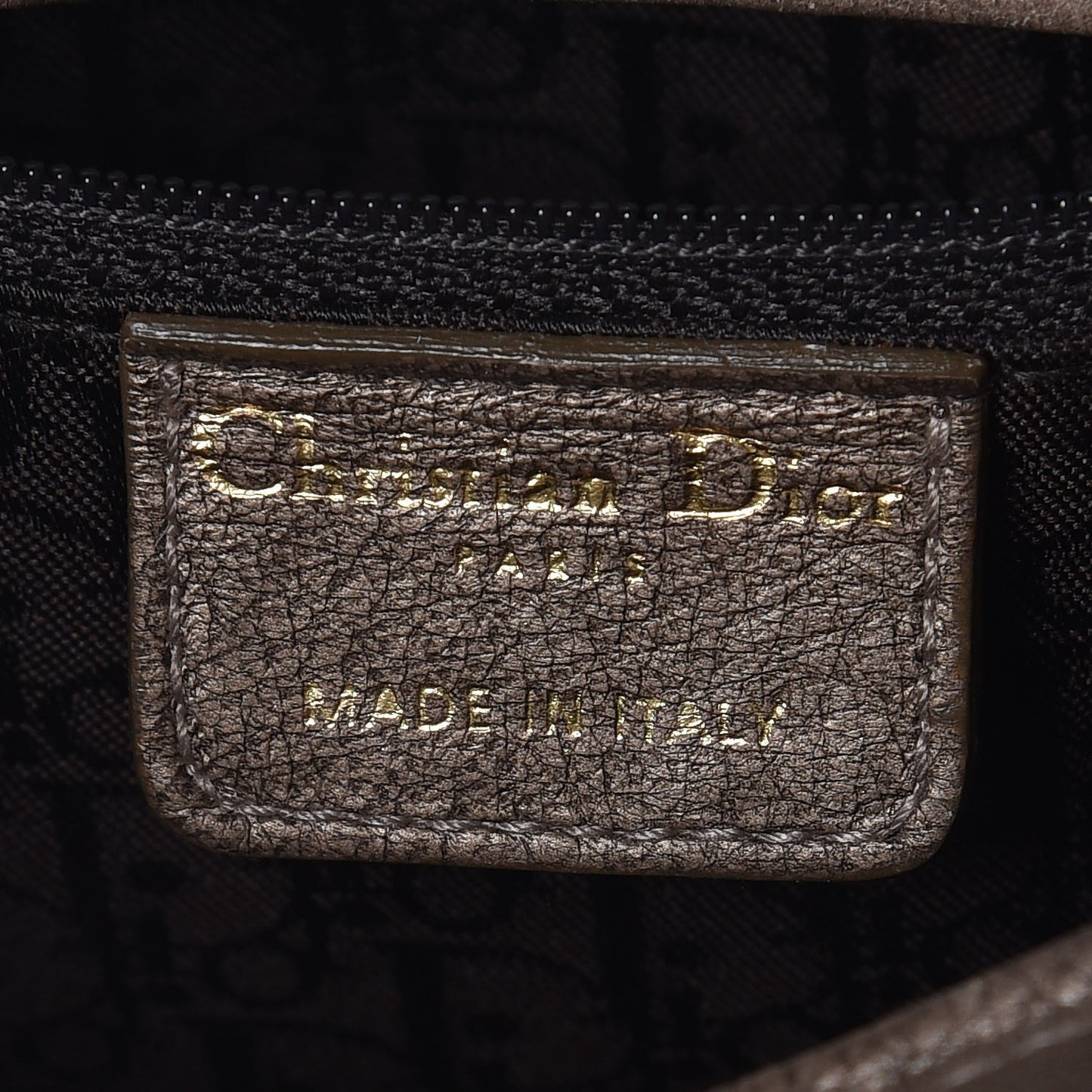 Metallic Lambskin Cannage Medium Lady Dior Bronze