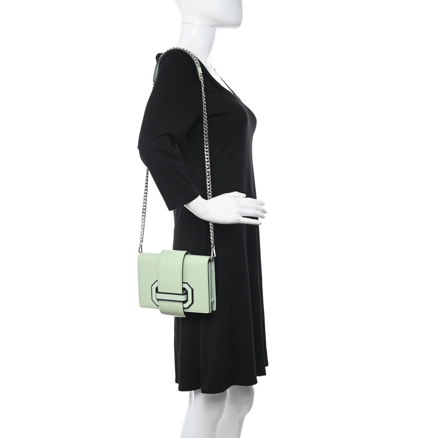 Spazzolato Soft Calfskin Plex Ribbon Bag Acqua
