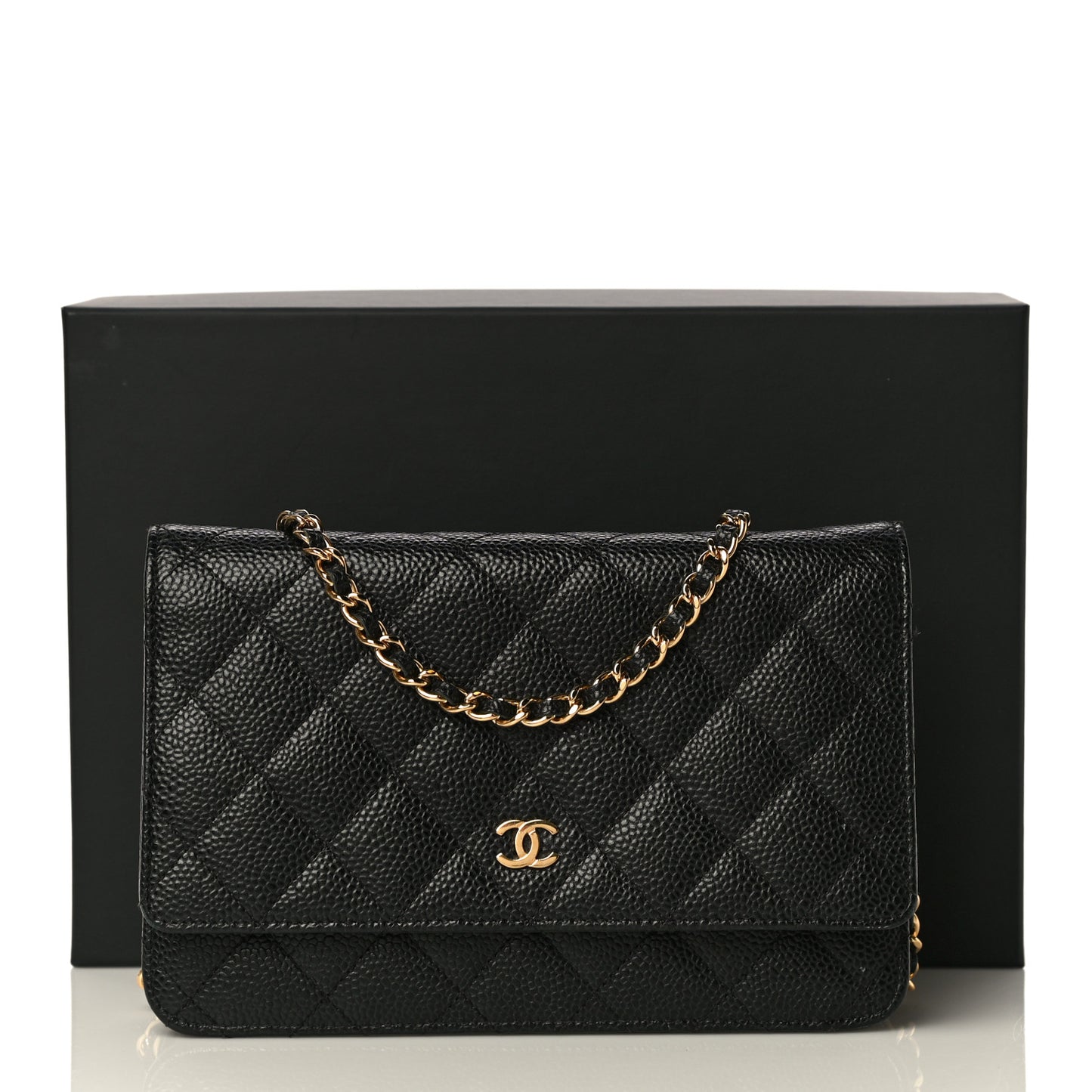 Caviar Quilted Wallet On Chain WOC Black