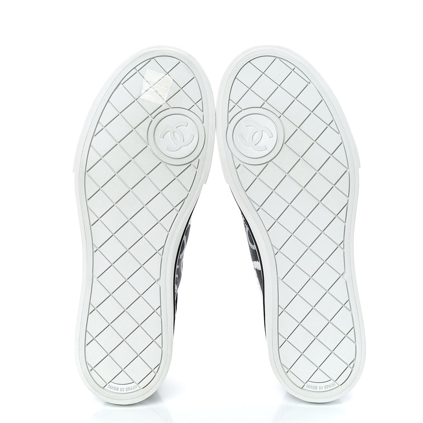 Printed Fabric Low Top Logo Sneakers 39 White Black