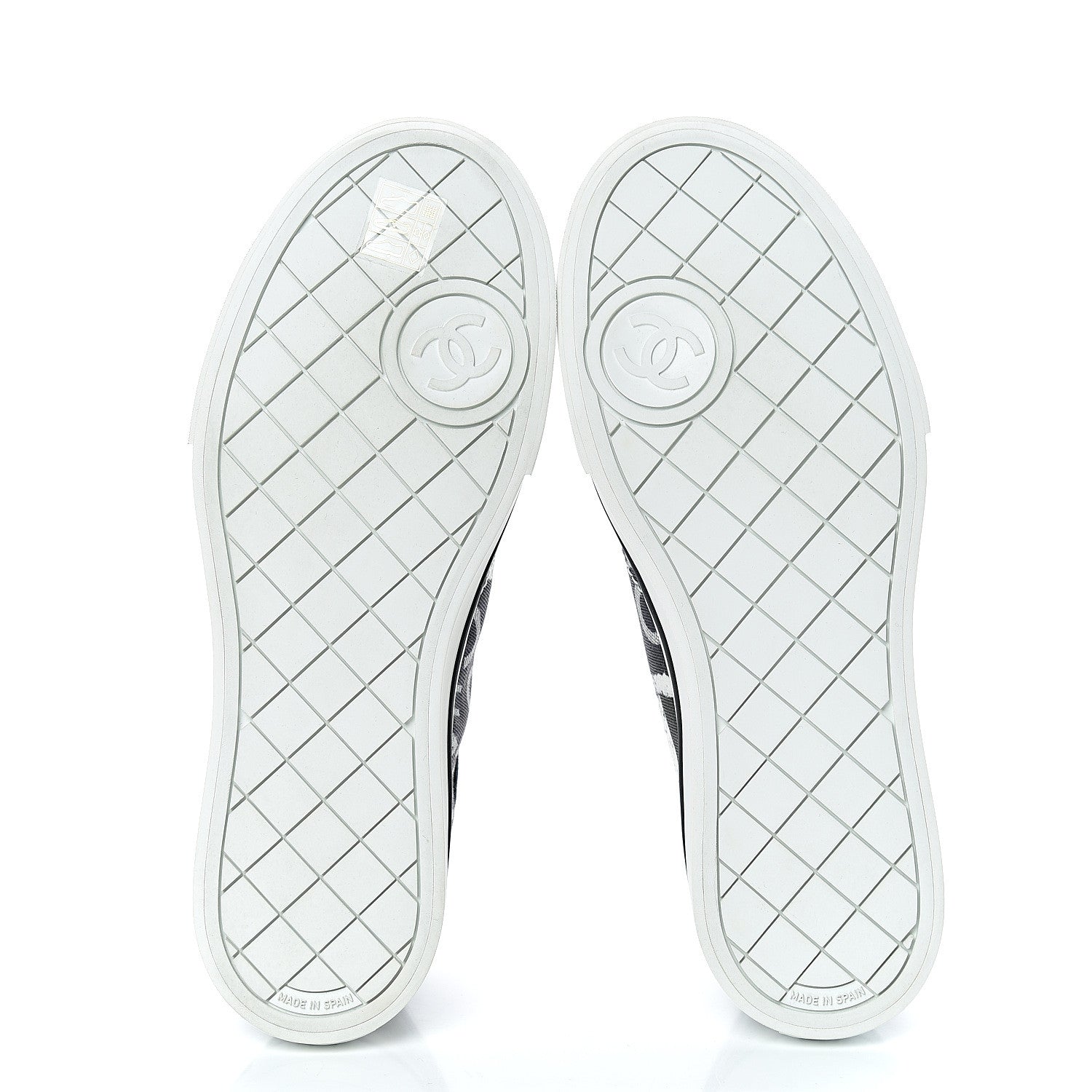 Chanel Printed Fabric Low Top Logo Sneakers 39 White Black 5 of 9