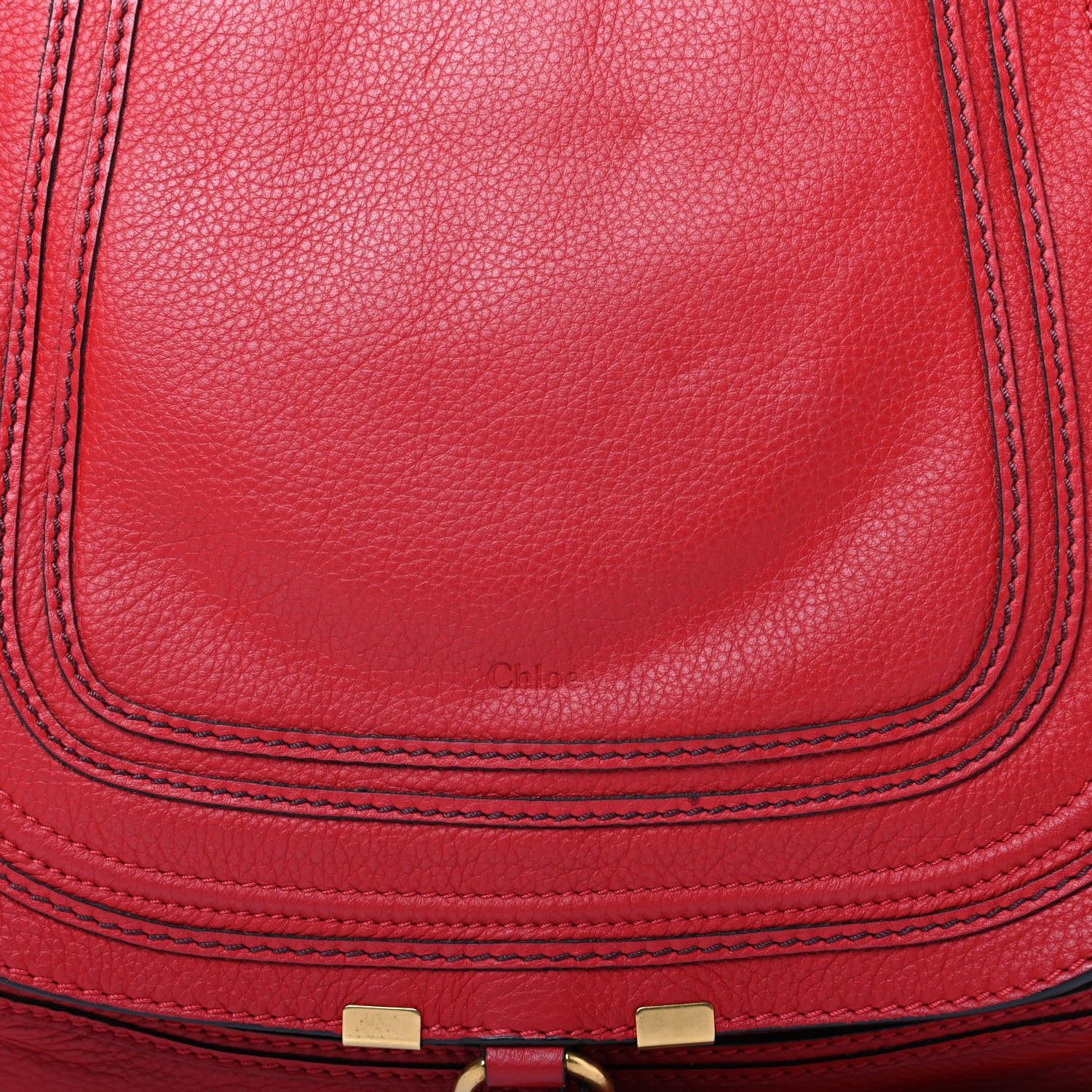Chloe Calfskin Marcie Size Zip Satchel Plaid Red 10 of 10