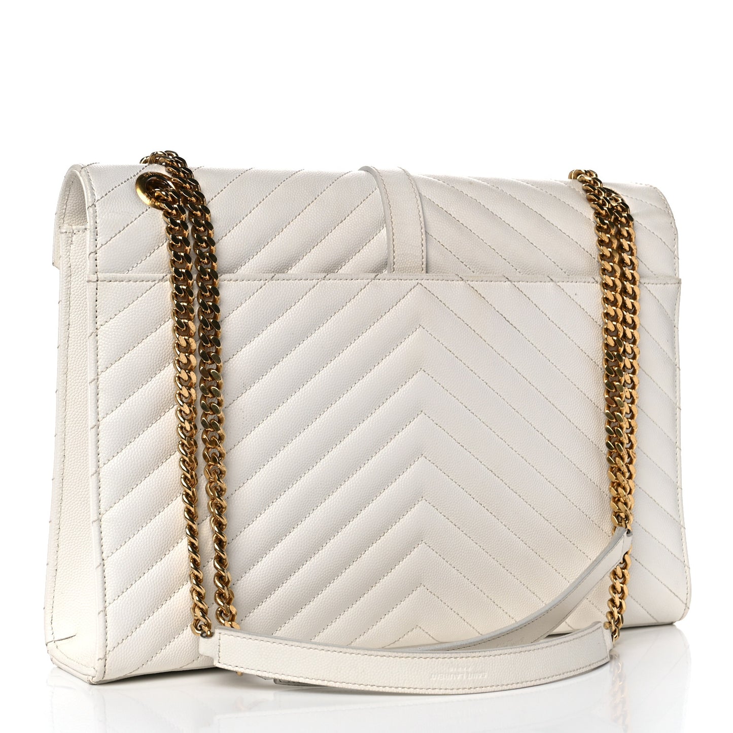 Grain De Poudre Matelasse Chevron Large Monogram Satchel White