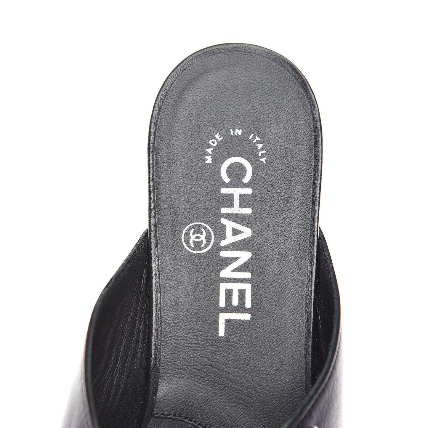 Lambskin Grosgrain Cap Toe CC Mules 39 Black