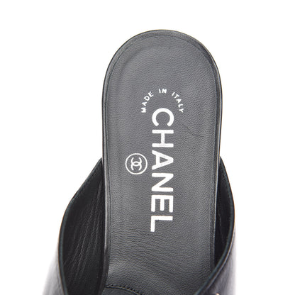 Chanel Lambskin Grosgrain Cap Toe CC Mules 39 Black 7 of 11