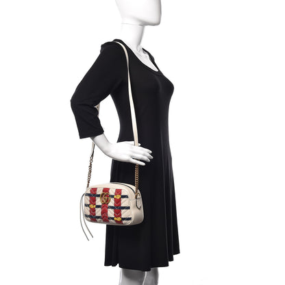 Gucci Calfskin Matelasse Trompe L'Oeil Print Small GG Marmont Chain Shoulder Bag White 2 of 9