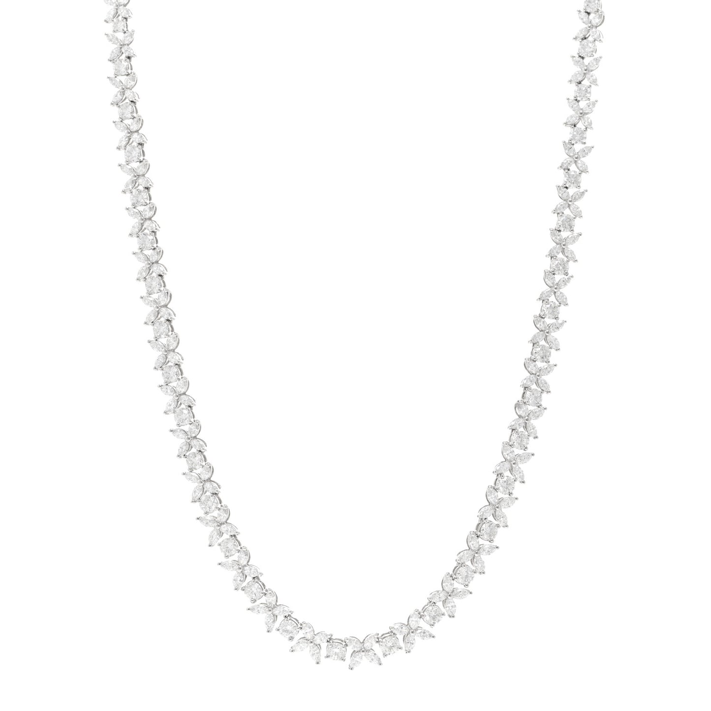 Platinum Diamond Victoria Alternating Graduated Necklace