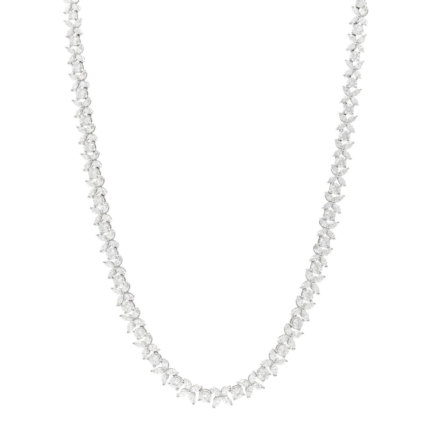Tiffany Platinum Diamond Victoria Alternating Graduated Necklace 1 of 6