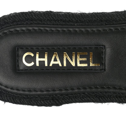 Chanel Lambskin Espadrille Mule Sandals 37 Black 6 of 8
