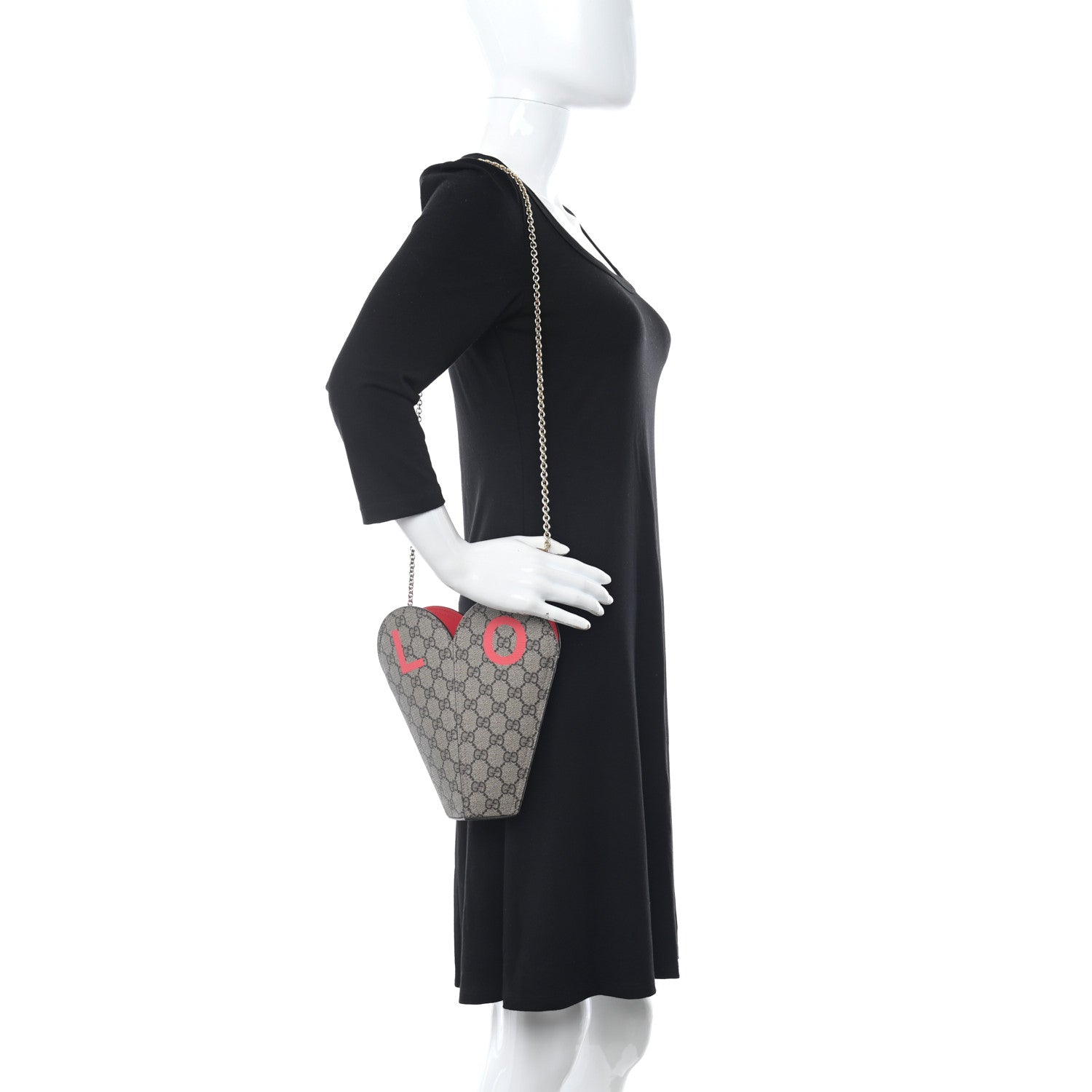 Gucci GG Supreme Monogram Love Valentines Day Small Heart Bag Beige Ebony New Geranium 2 of 10