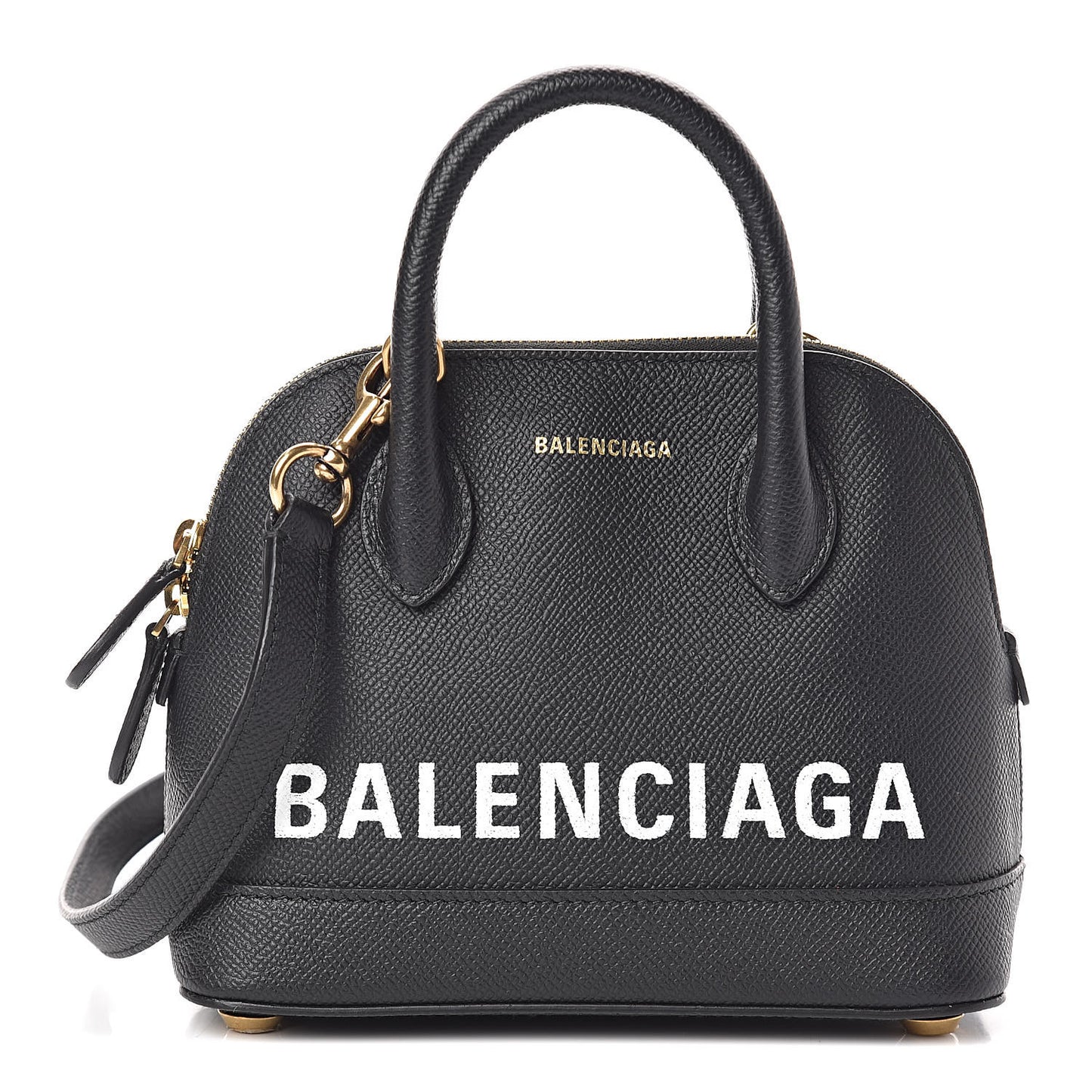 Signature Grained Calfskin XXS Ville Top Handle Bag Black White