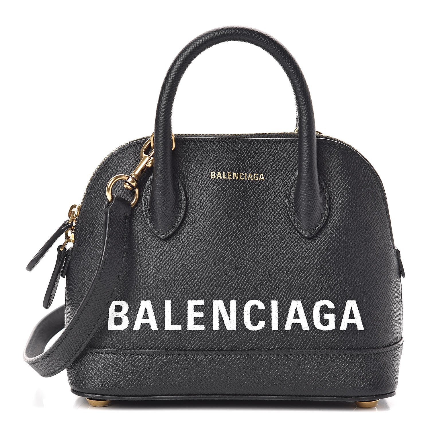 Balenciaga Signature Grained Calfskin XXS Ville Top Handle Bag Black White 1 of 9