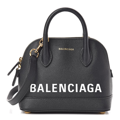 Balenciaga Signature Grained Calfskin XXS Ville Top Handle Bag Black White 1 of 9