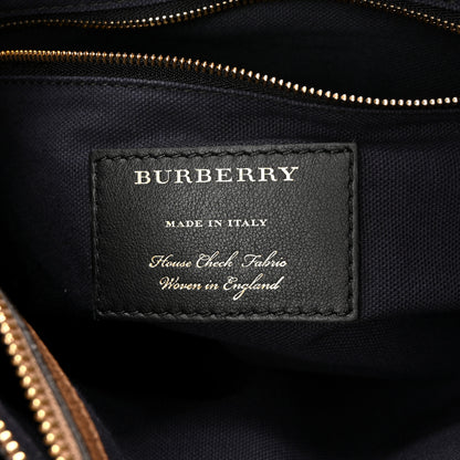 Burberry Grainy Calfskin House Check Medium Banner Tote Dark Sand 6 of 11
