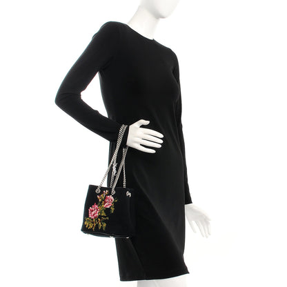 Saint Laurent Woven Wool Embroidered Baby Emmanuelle Bucket Bag Black 2 of 9