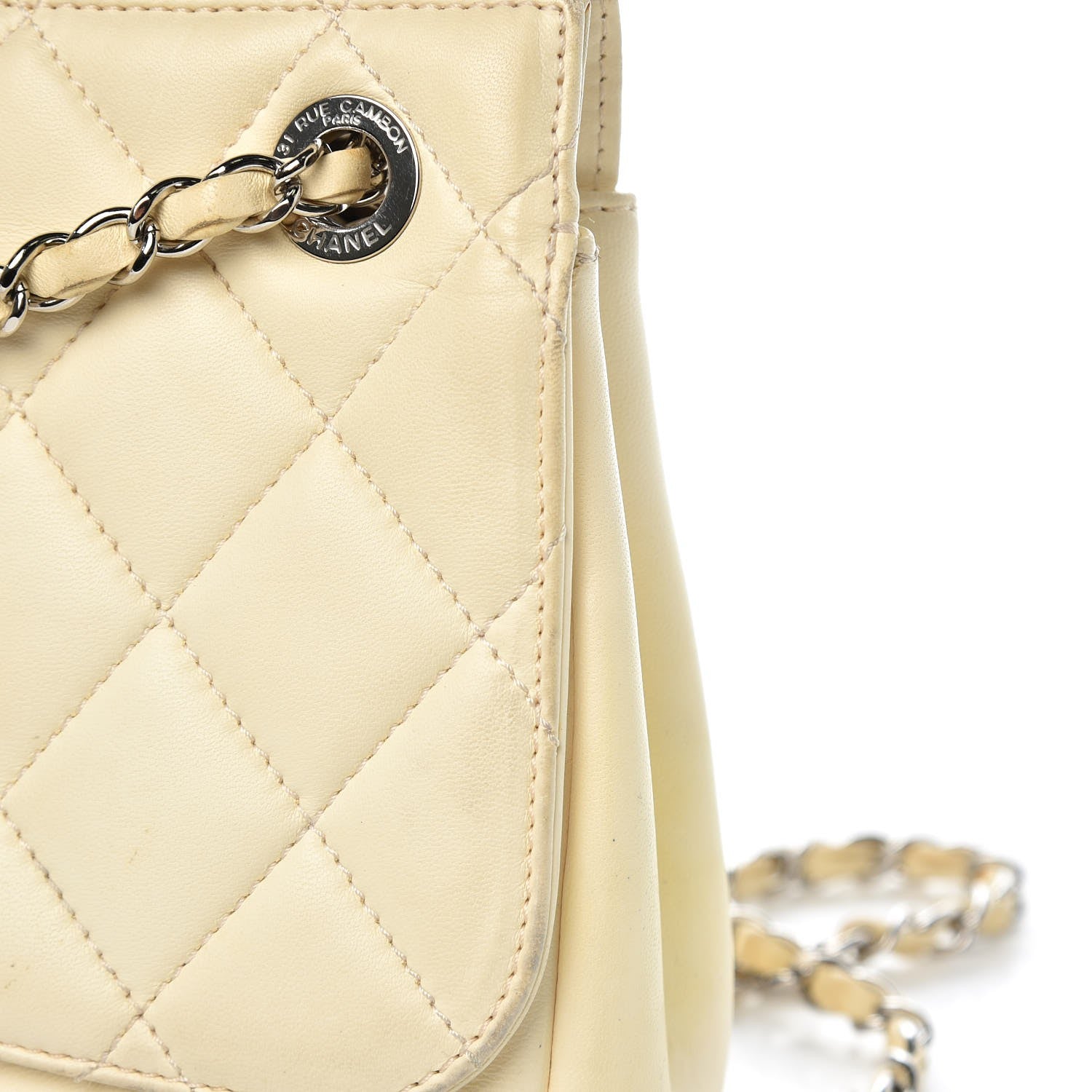 Chanel Lambskin Quilted Large Blizzard Zip Top Flap Light Beige Black 8 of 13