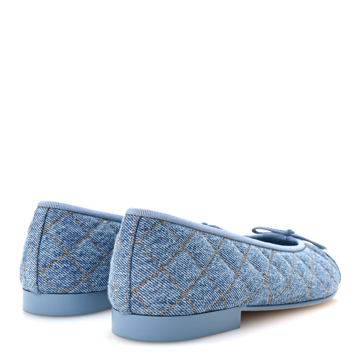 Denim Quilted CC Cap Toe Ballerina Flats 40 Light Blue