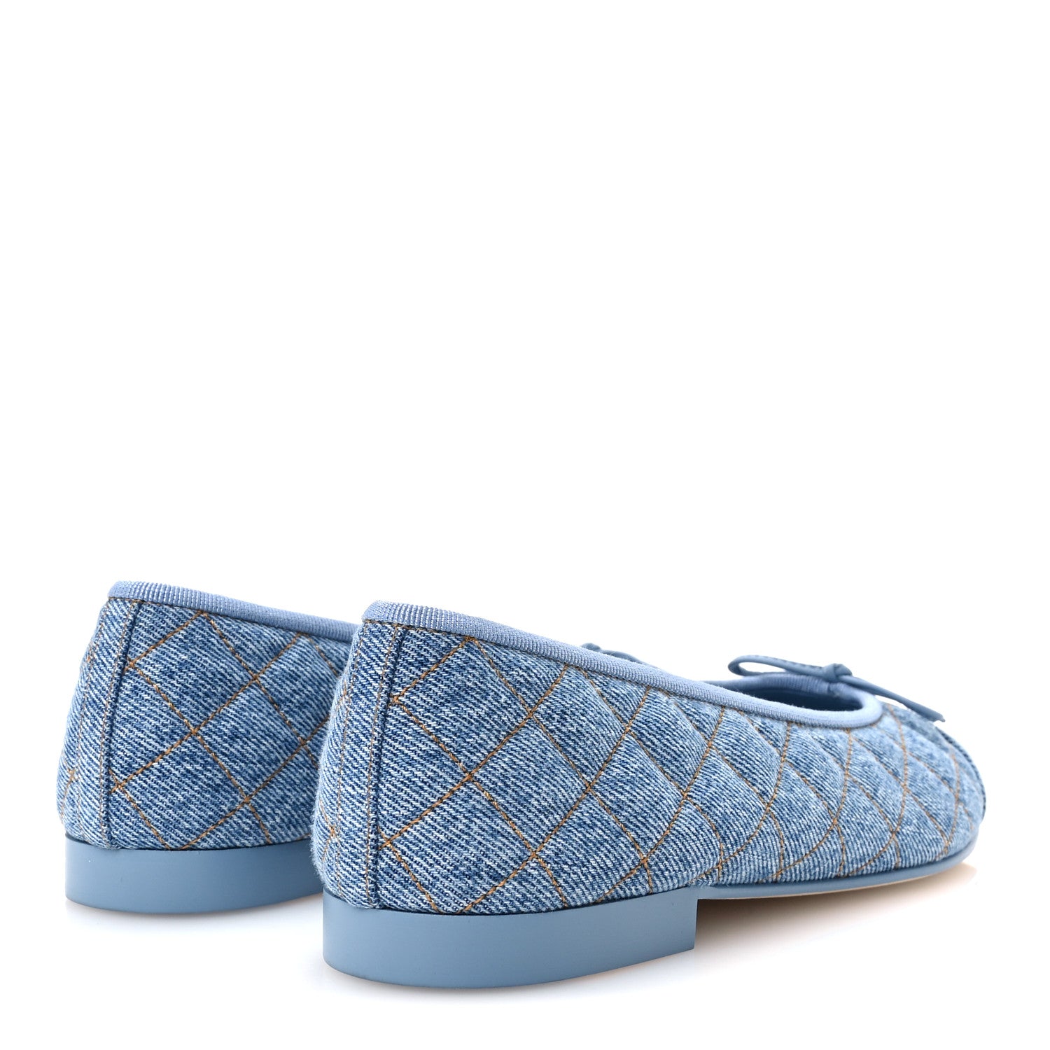 Chanel Denim Quilted CC Cap Toe Ballerina Flats 40 Light Blue 5 of 10