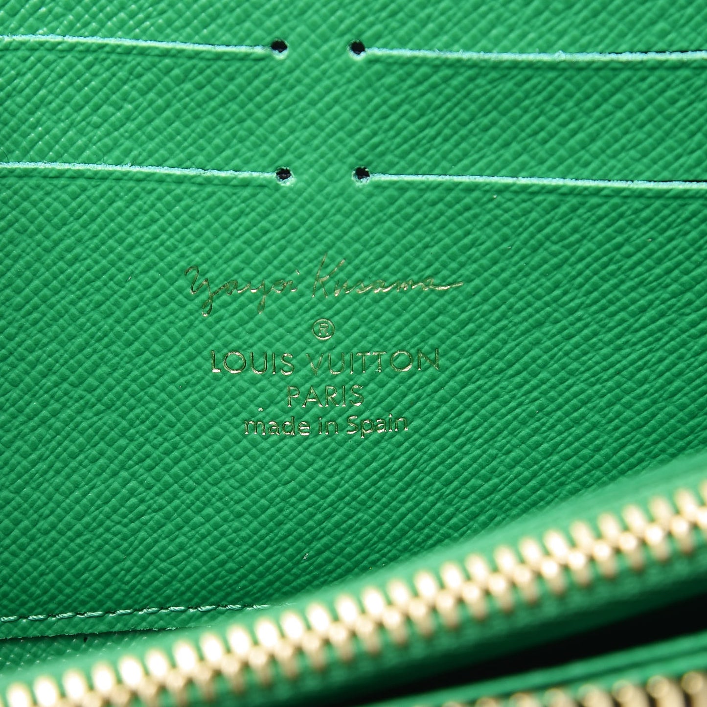 Monogram Kusama Pumpkin Dots Zippy Wallet Green