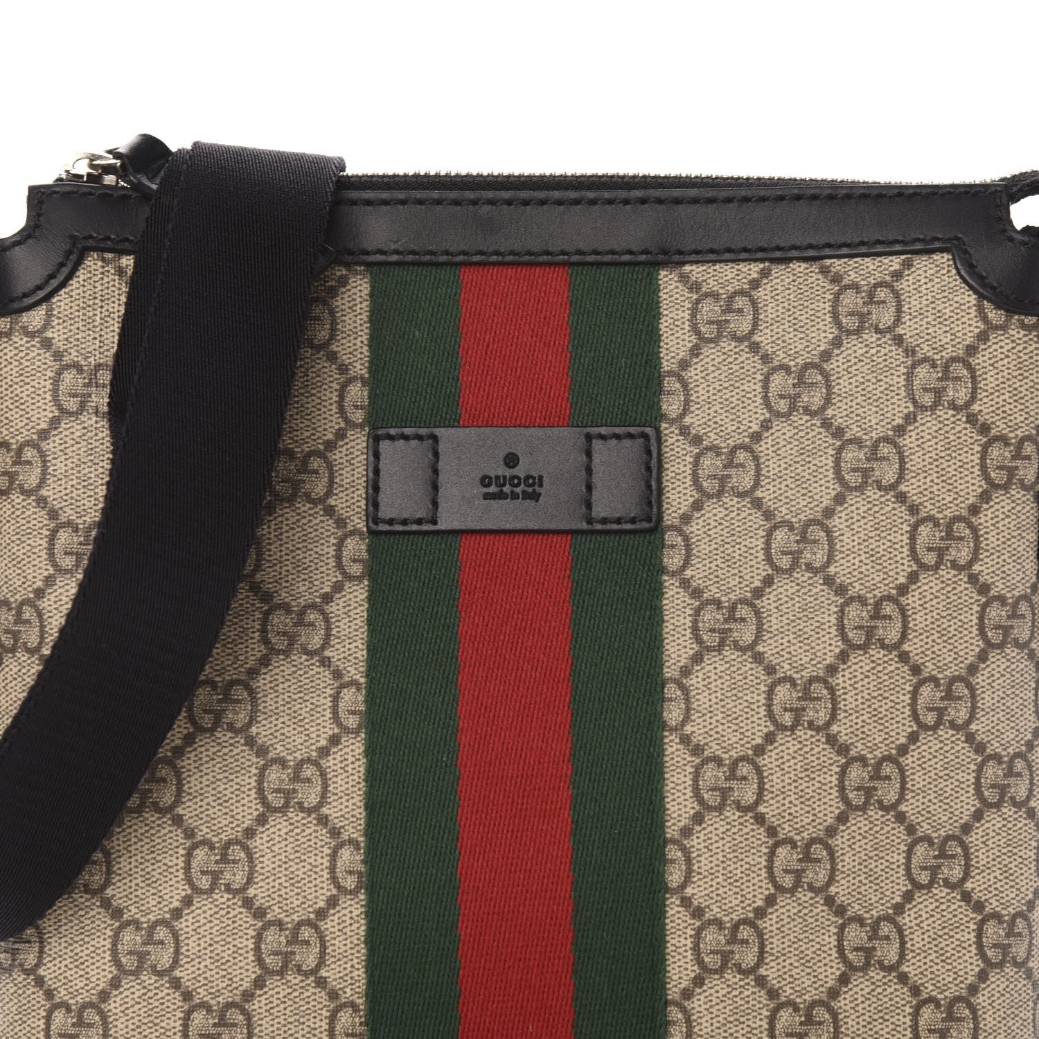 Gucci GG Supreme Monogram Web Messenger Bag Black 11 of 11