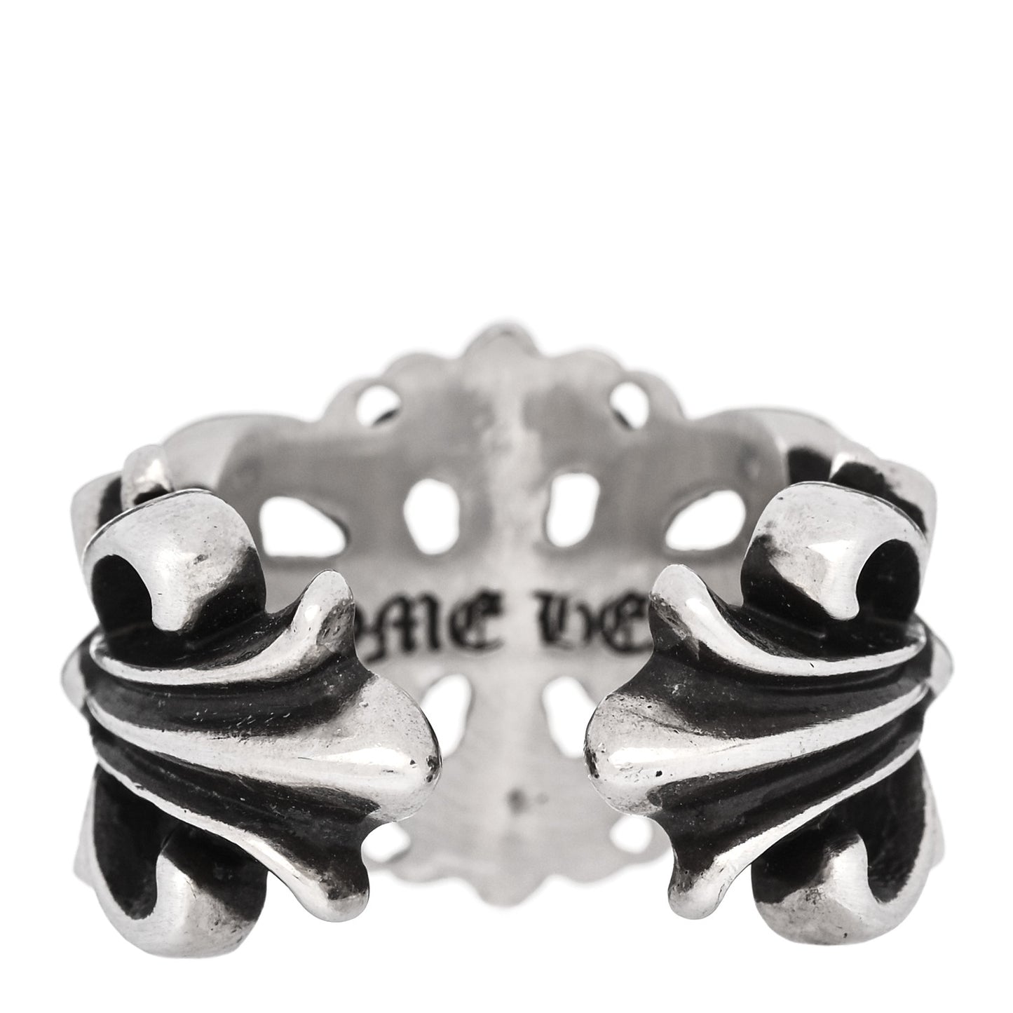 Sterling Silver Double Floral Cross Ring 54 7