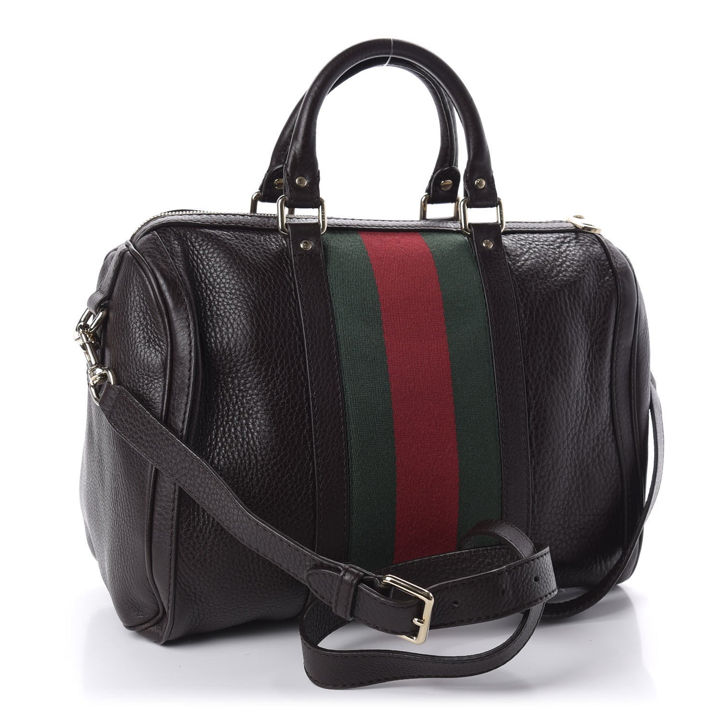 Calfskin Vintage Web Medium Boston Dark Brown