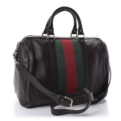 Gucci Calfskin Vintage Web Medium Boston Dark Brown 4 of 11